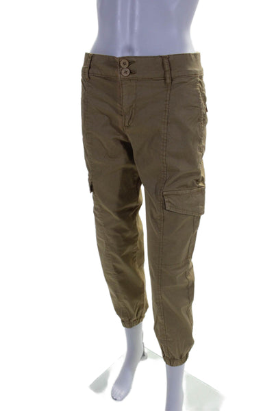 Sanctuary Womens Cotton Camel High Rise Cargo Cuff Ankle Jogger Pants Size 25