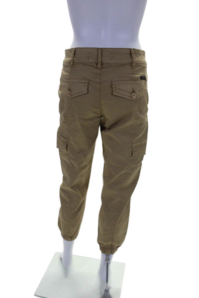 Sanctuary Womens Cotton Camel High Rise Cargo Cuff Ankle Jogger Pants Size 25