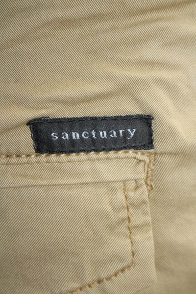 Sanctuary Womens Cotton Camel High Rise Cargo Cuff Ankle Jogger Pants Size 25