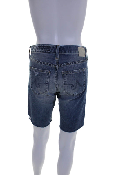 AG Adriano Goldschmied Womens Blue Distress The Nikki Relaxed Shorts Size 25R