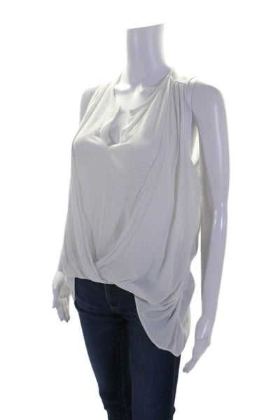 Lola And Sophie Womens Linen Blend  Asymmetrical Tank Top White Size Small