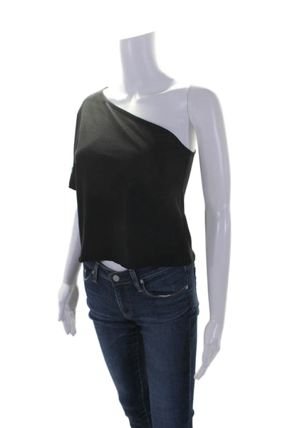 The Range Womens One Shoulder Short Sleeves Tee Shirt Black Size Small