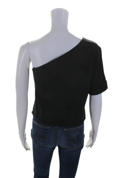 The Range Womens One Shoulder Short Sleeves Tee Shirt Black Size Small