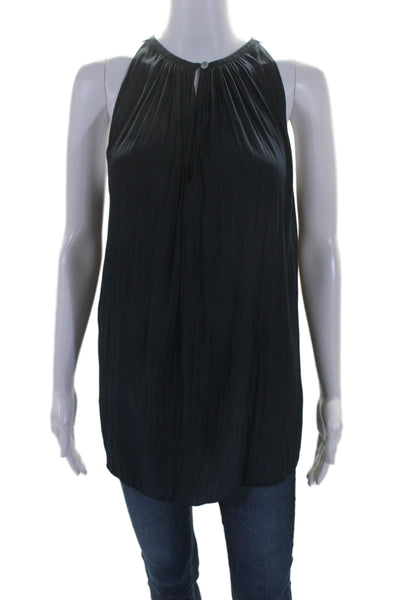 Ramy Brook Womens Key Hole Neck Sleeveless Tank Top Navy Blue Size Small