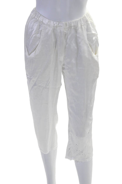 Jaga Womens Pull On High Rise Zip Up Slim Leg Pants Porcelain White Size 1