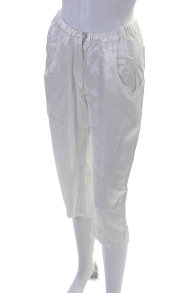 Jaga Womens Pull On High Rise Zip Up Slim Leg Pants Porcelain White Size 1