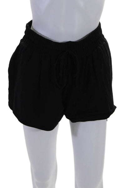 Sundry Womens Drawstring Waist High Rise Shorts Black Cotton Blend Size 1