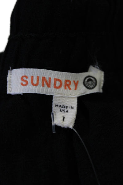 Sundry Womens Drawstring Waist High Rise Shorts Black Cotton Blend Size 1