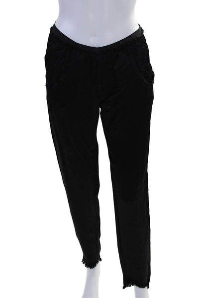 Jaga Womens Pull On Mid Rise Skinny Leg Casual Pants Shiny Black Size 1