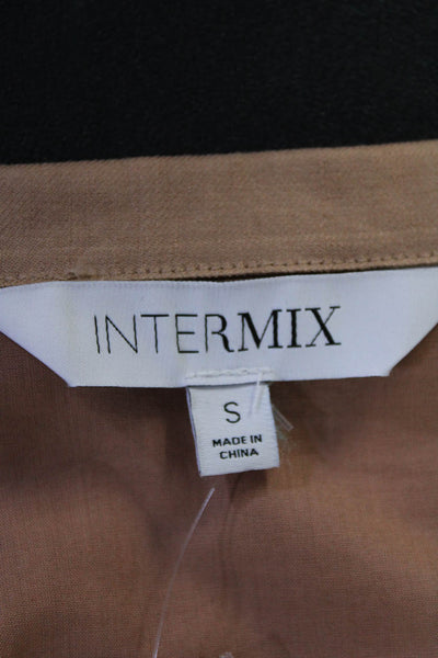 Intermix Womens Linen Blend Button Down Long Sleeves Shirt Beige Size Small