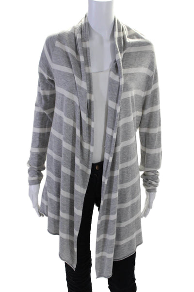 Splendid Womens Long Sleeve Open Front Striped Cardigan Gray Size L