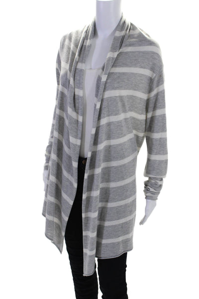 Splendid Womens Long Sleeve Open Front Striped Cardigan Gray Size L