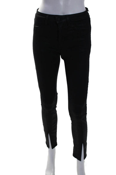 L'Agence Womens Cotton Buttoned Zipped Front Slit Skinny Pants Black Size EUR 25