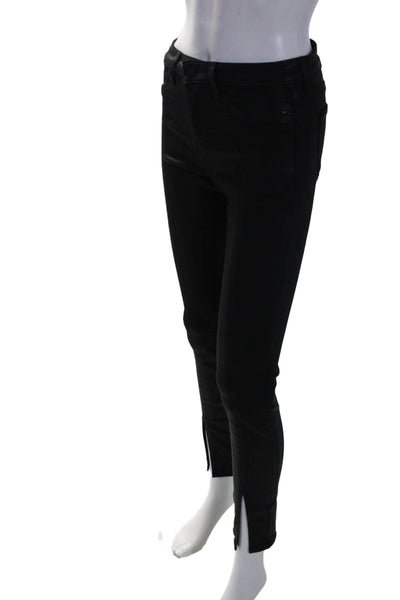 L'Agence Womens Cotton Buttoned Zipped Front Slit Skinny Pants Black Size EUR 25