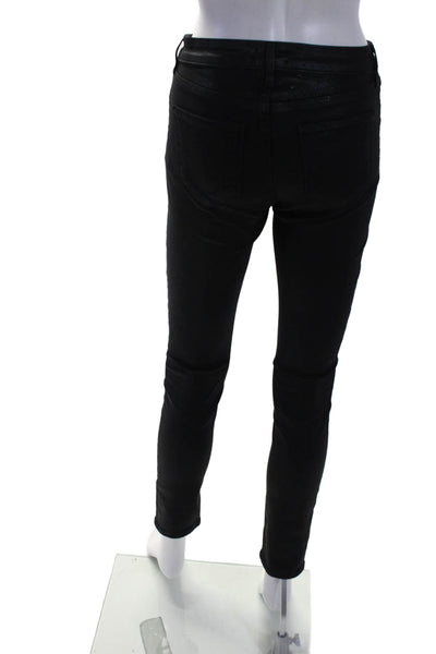 L'Agence Womens Cotton Buttoned Zipped Front Slit Skinny Pants Black Size EUR 25