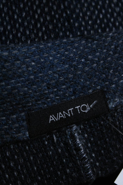 Avant Toi Womens Wool Knitted Textured Buttoned Collared Cardigan Blue Size M