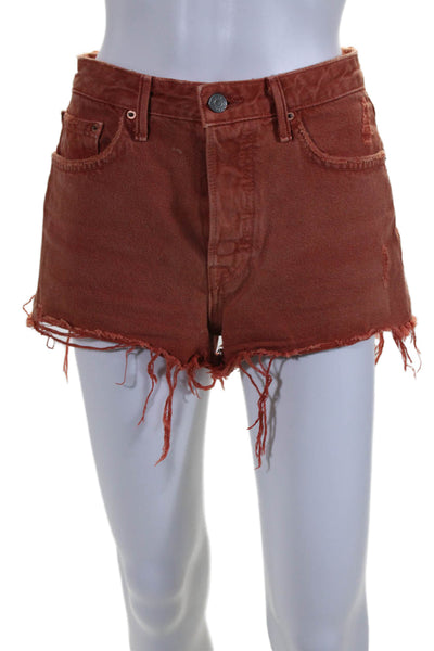 Closed Womens Button Fly Distressed Fringe Denim Shorts Orange Size 26