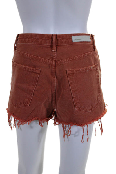 Closed Womens Button Fly Distressed Fringe Denim Shorts Orange Size 26