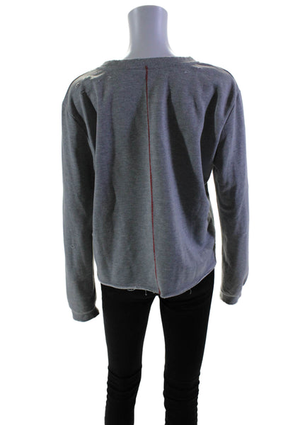 Honey Punch Women's Long Sleeves Distress Pullover Sweatshirt Gray Size L