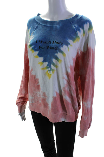 Wildfox Women's Round Neck Long Sleeves Tie Dye Pullover Sweatshirt Size S