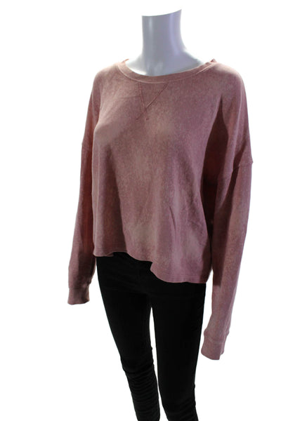 Splendid Women's Crewneck Long Sleeves Pullover Sweatshirt Pink Size XS