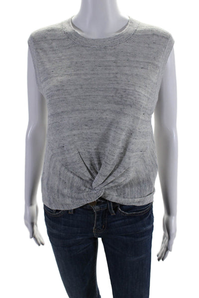 Veronica Beard Womens Linen Blend Twist Front Shell Sweater Gray Size Medium