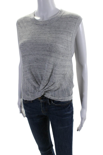 Veronica Beard Womens Linen Blend Twist Front Shell Sweater Gray Size Medium