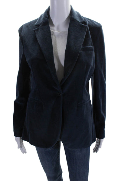 Circolo Womens Button Down Blazer Jacket Navy Blue Cotton Blend Size EUR 44