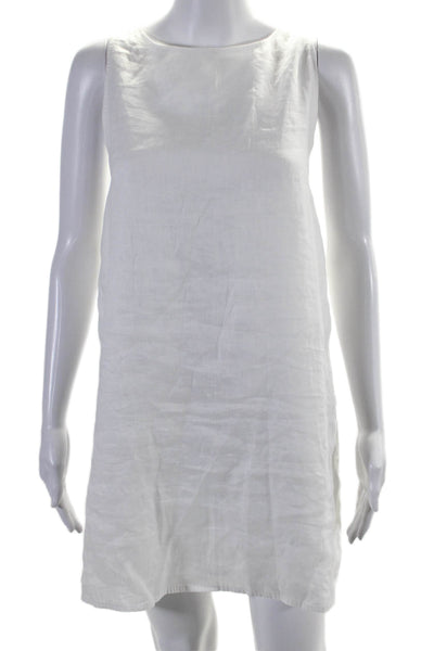 Mikoh Women's Round Neck Sleeveless Linen Mini Dress White Size 2