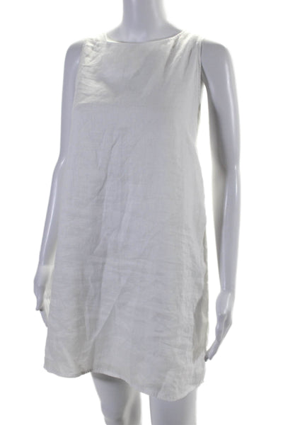 Mikoh Women's Round Neck Sleeveless Linen Mini Dress White Size 2