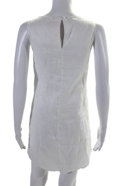 Mikoh Women's Round Neck Sleeveless Linen Mini Dress White Size 2