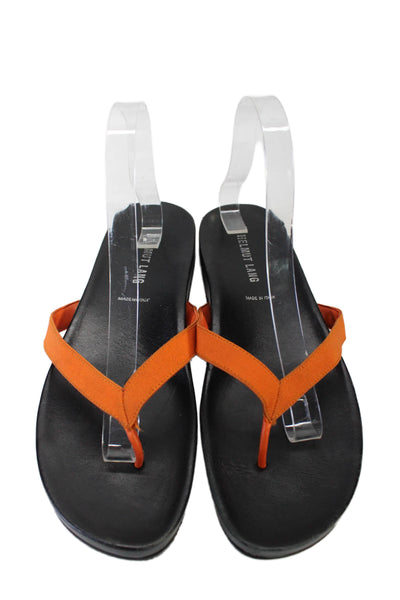 Helmut Lang Womens Orange Black Thong Flat Flip Flop Shoes Size 11