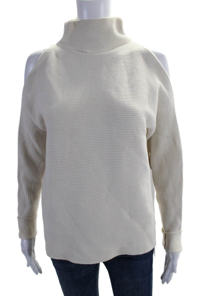 Intermix Womens Long Sleeve Oversized Ribbed Turtleneck Sweater White Petite