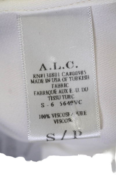 A.L.C. Womens Short Sleeves Pullover V Neck Blouse Snow White Size Small