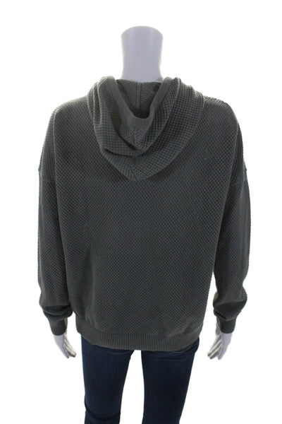 Kokun Womens Woven Long Sleeves Full Zipper Hoodie Gray Cotton Size Small