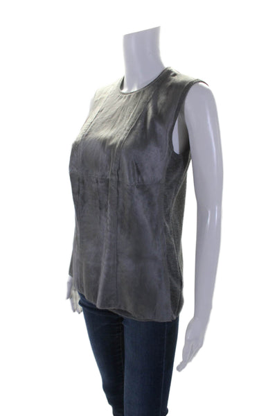 Akris Womens Cashmere Crew Neck Sleeveless Pullover Shell Sweater Gray Size 10