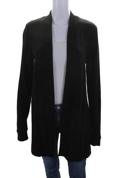 Three Dots Womens Long Sleeves Pull On Cardigan Wrap Sweater Black Size Medium