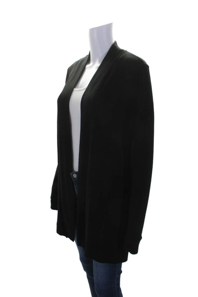 Three Dots Womens Long Sleeves Pull On Cardigan Wrap Sweater Black Size Medium