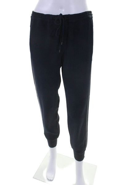 Vince Womens Leather Trim Drawstring Waist Jogger Pants Navy Blue Size Extra Sma