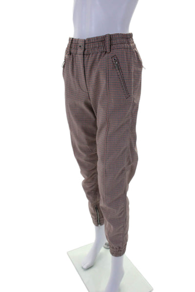 10 Crosby Derek Lam Womens Plaid High Rise Jogger Pants Black Red Size 00