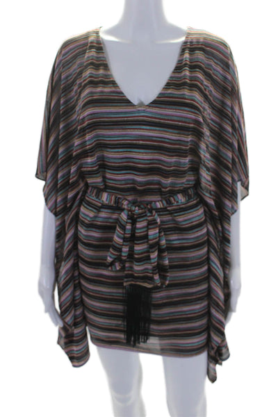 Karina Grimaldi Womens Striped V Neck Kaftan Dress Multi Colored Size Extra Smal