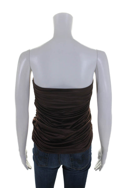 Good American Womens Ruched Sleeveless Pullover Tube Top Blouse Brown Size 2