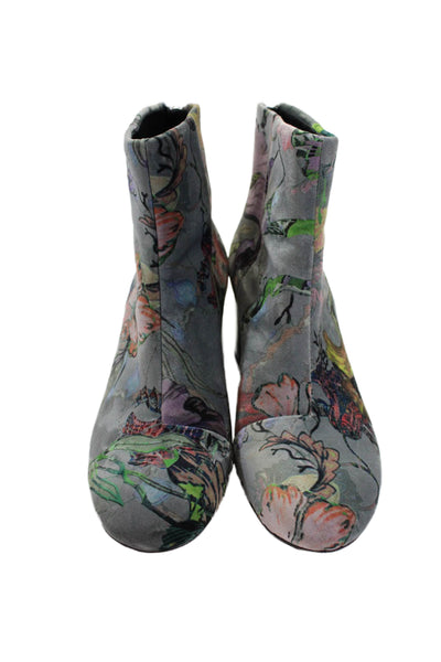 Rag & Bone Womens Floral Print Ankle Boots Gray Multi Colored Size 37 7