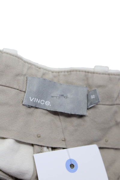 Vince Mens Cotton Light Khaki Flat Front 9" Inseam Shorts Size 32