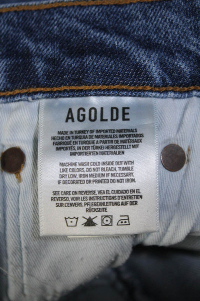 Agolde Womens Denim Distressed Mid Rise Toni Skinny Leg Jeans Blue Size 25