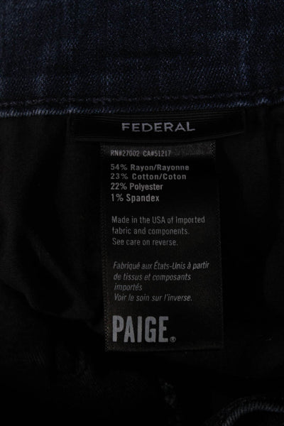 Paige Womens Denim Dark Wash Mid Rise Tapered Leg Federal Jeans Blue Size 31