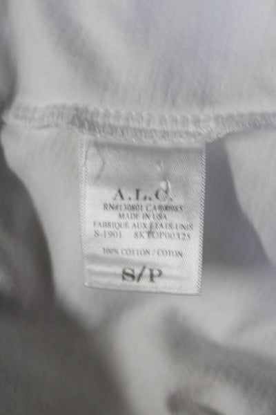 A.L.C. Womens Cotton Bell Short Sleeve Crewneck Shirt Top White Size S