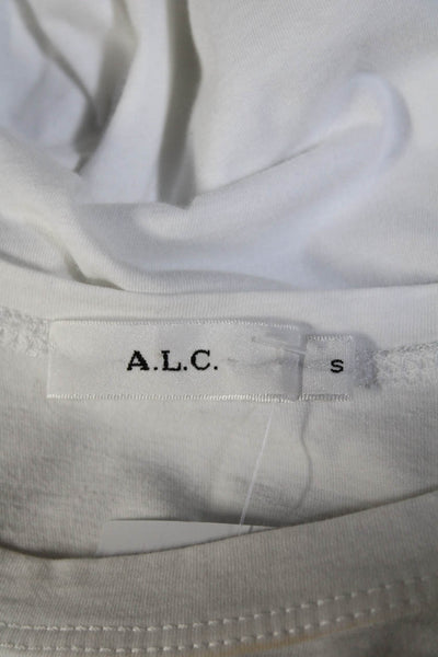 A.L.C. Womens Cotton Bell Short Sleeve Crewneck Shirt Top White Size S