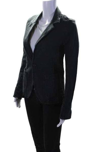Mother Superior Womens Single Button Notched Lapel Jean Jacket Gray Size XS
