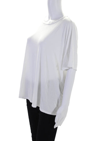 Eileen Fisher Womens Short Sleeve Crewneck Cropped T shirt White Size L